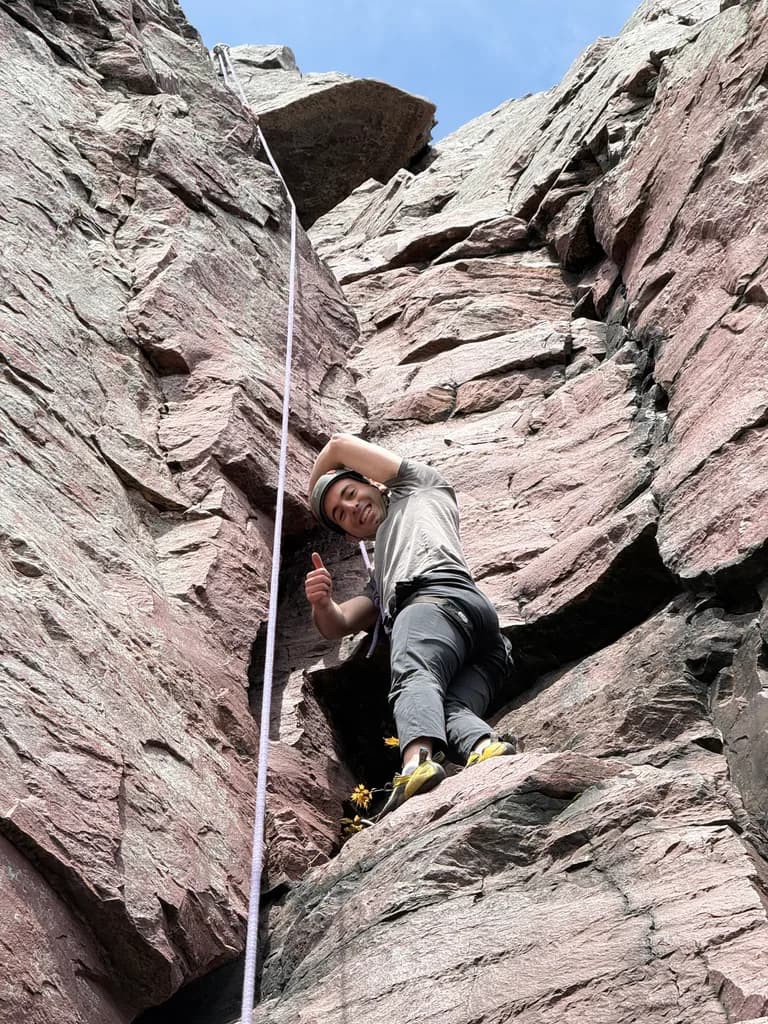top-rope outdoor session at Devil's Lake